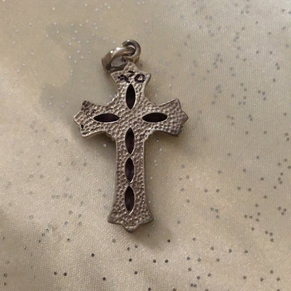 Vintage cross pendent with gems - Picture 2 of 3